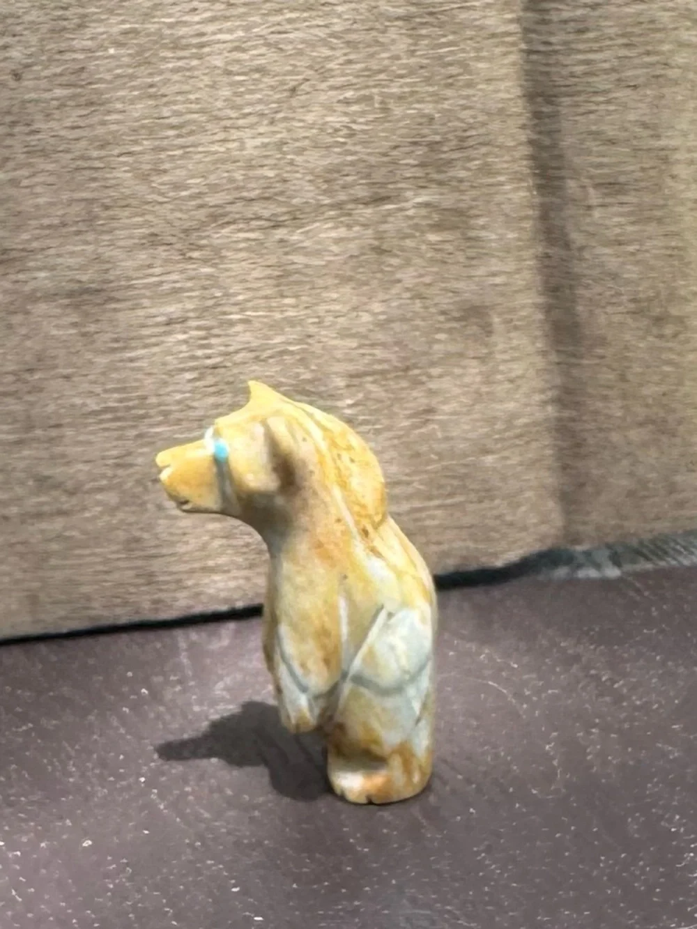 Handcrafted Yellow Stone Bear Figurine for Small Pets Decor - Picture 3 of 4